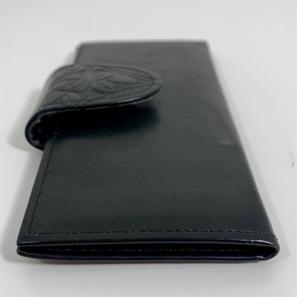 VTG Rolfs Black Cowhide Leather Wallet Floral Embossed Flap Multiple Card Slots - Picture 10 of 10